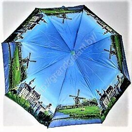 Зонт женский арт.2006-3 синий с пейзажем
